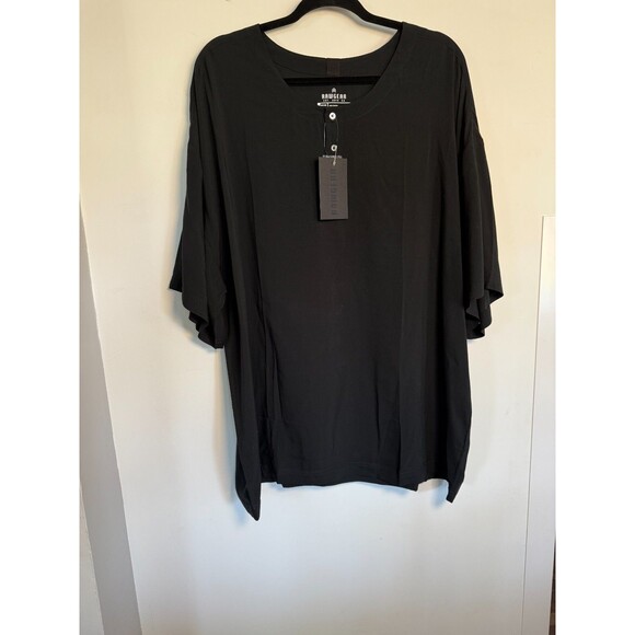 Rawgear Tops - Rawgear Loungewear Henley Shirt Women XL Black 100% Rayon Short Sleeves Top NWT